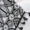 Bohemia Black Geometry with Tassels Curtain Thick Blackout Curtains for Living Room American Style Vintage Drape Kitchen Valance