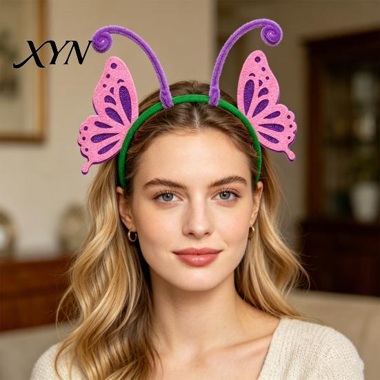 Thin Hairband for Running Insect Wing And Antenna Headband, Cute Butterfly Bee Ladybug Bendable Tentacle Hair Accessory Felt Headpiece Halloween