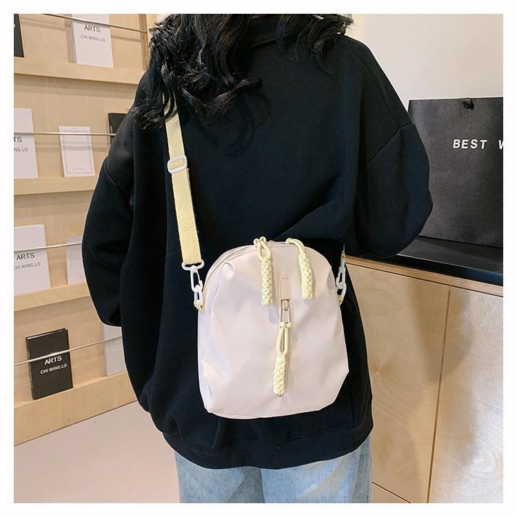2024 New Women's Chest Bag Summer Small Fresh Casual Nylon Canvas Bag Street Fashion Cute Girl Minimal Crossbody Bag White Green Purple Black