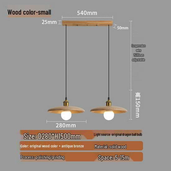 Nordic Retro Solid Wood Chandelier: Homestay, Bedroom, Bedside, Teahouse, Study, Bar Light