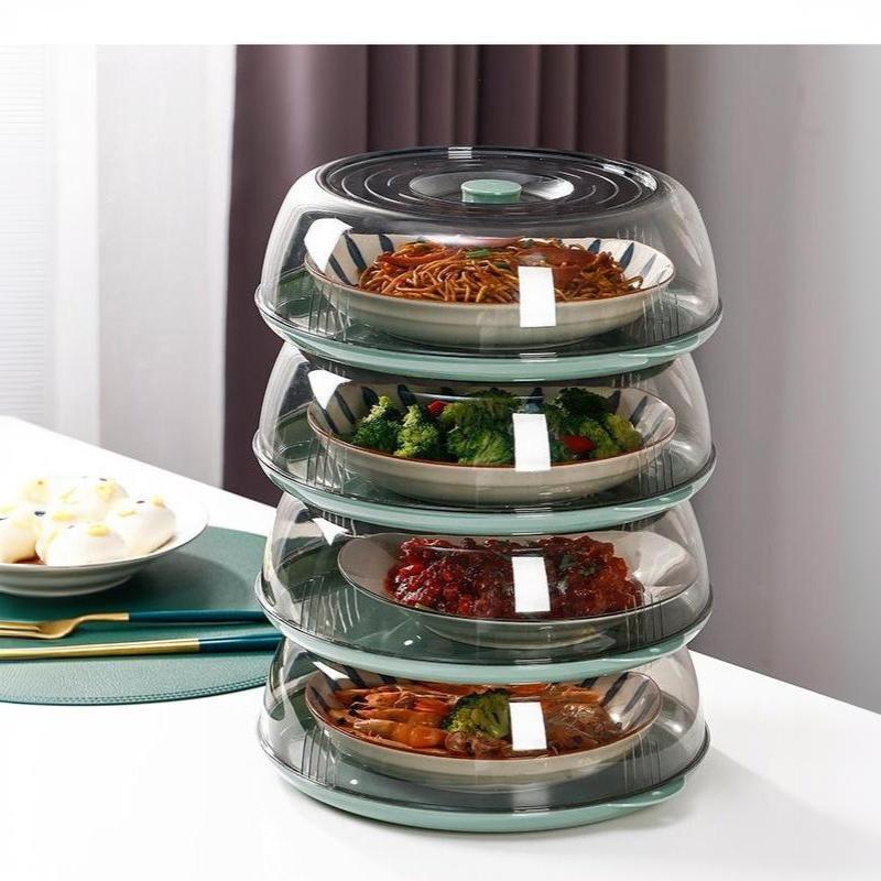 Kitchen Dust Proof Food Cover Stackable Heat Preservation Reusable Transparent Lid for Family Gathering Party