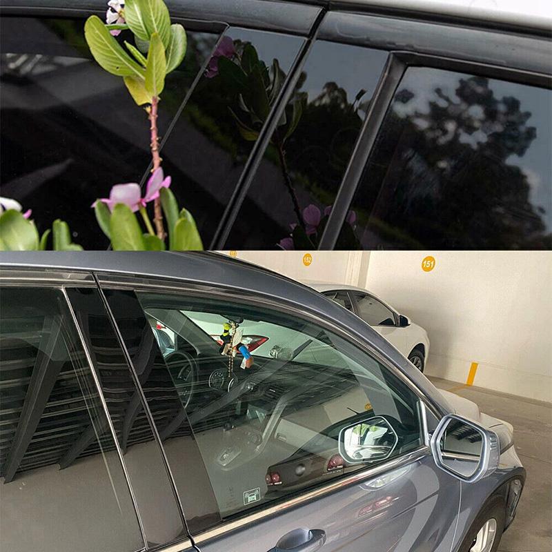 8Pcs Car Polished Black Window Pillar Door Post Trims Cover BC Column Panel Stickers For Toyota Camry 2018 2019 2020 2021-2024