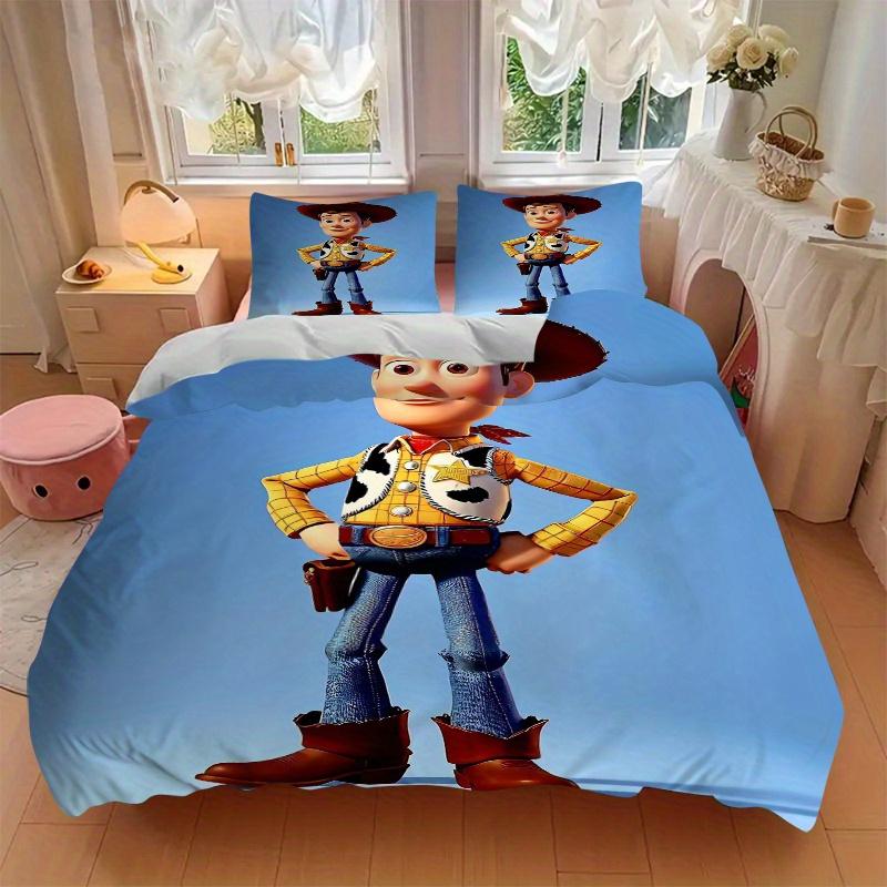 3pcs Cute Woody Toy Story Quilt Cover Set - Soft and Cozy Bedroom, Guest Room and Dorm Decorative Bedding 3-Piece Set 1 Quilt Cover + 2 Pillow Sh