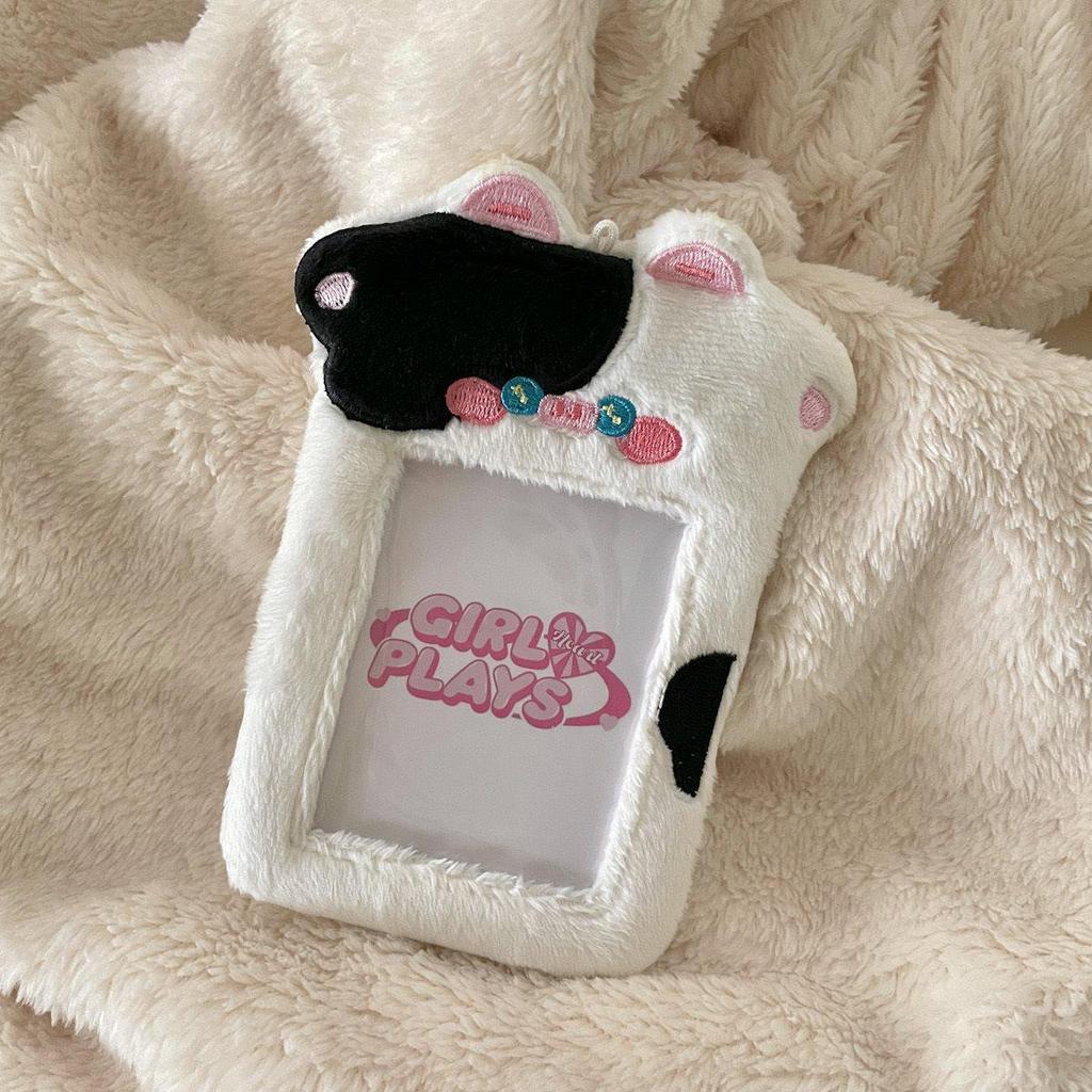 Niedliche Tier-Serie Rosa Welpen-Plüsch Kartenhalter & Foto-Display Anhänger