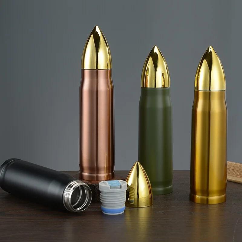 350ml 500ml Stainless Steel Vacuum Cup Double Layer Creative Bullet Head Thermos Outdoor Large Capacity Portable Water Bottle