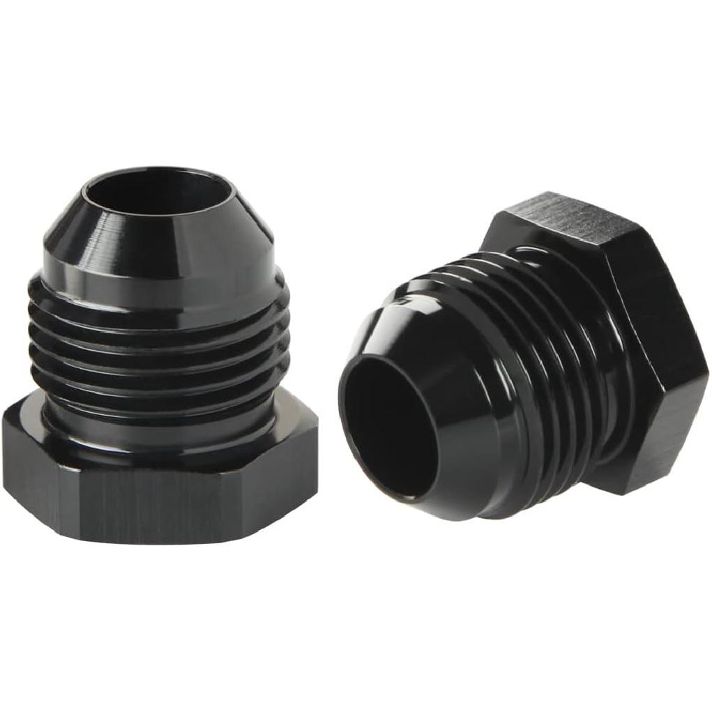 4AN Male Flare Hex Head Plug Fitting Adapter Aluminum Black, Pack of 2