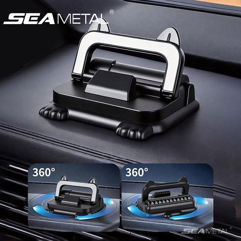 SEAMETAL Universal Dashboard Car Phone Holder 360° Rotation Stable Car Phone Mount With Parking Number Plate Smartphone Navigation Holder