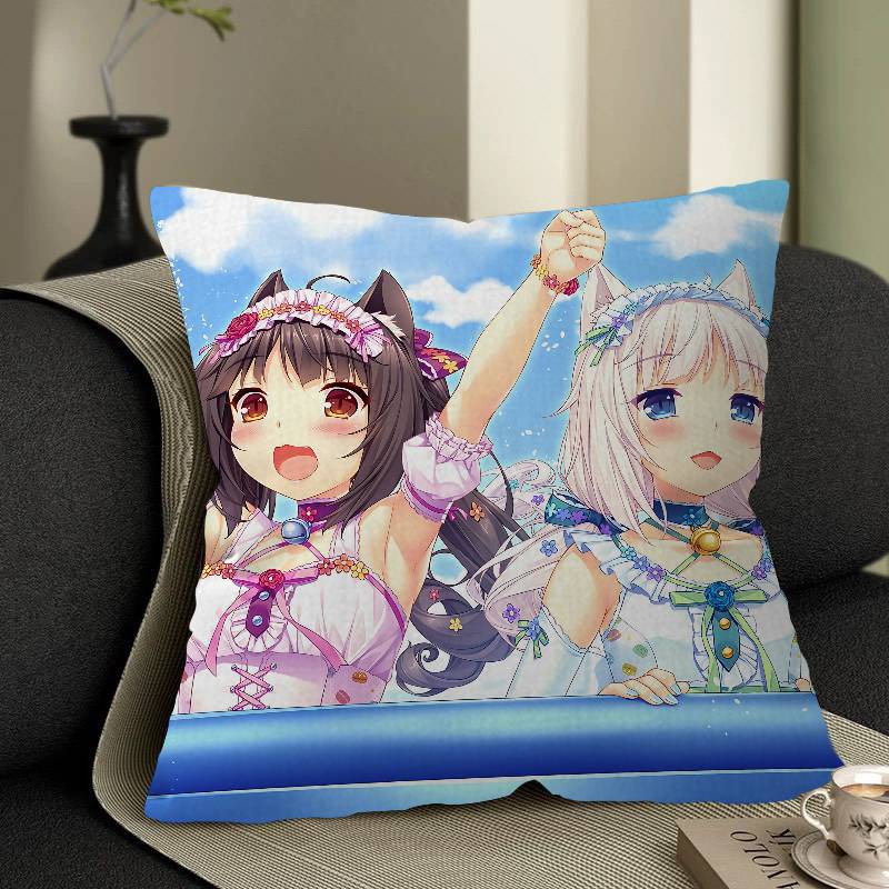 Cute Nekopara Personalized Picture Text Home Decorative Pillows Household Gifts 45X45Cm