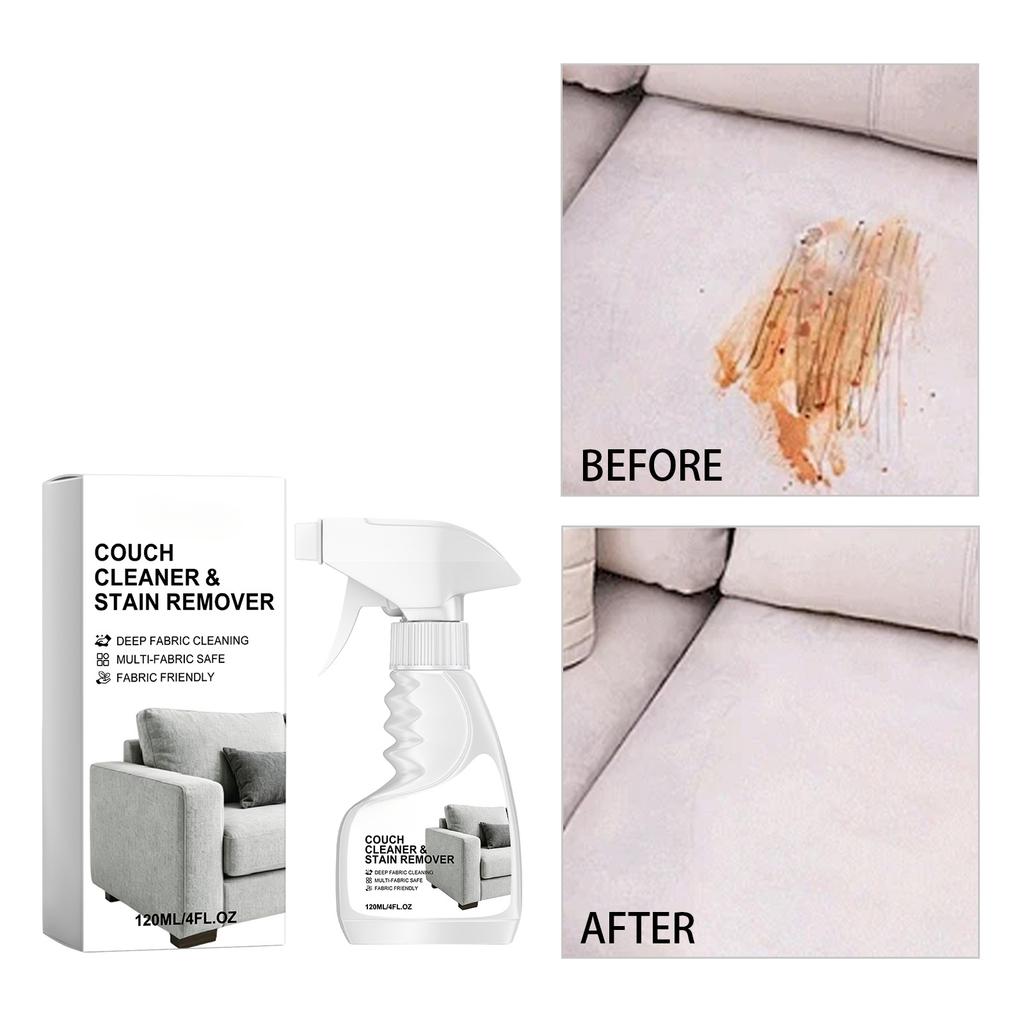 Couch Cleaner and Stain Remover for Deep Fabric Cleaning Multi Fabric Safe Formula Gentle On Upholstery 120ml 4fl Oz Spray Bottle