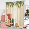 2pcs 2D Flat Printing Christmas Curtains Christmas Gifts Pinecones Ornaments Stars Fabric Without Electricity Festive Holiday