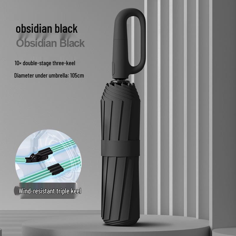 Men's High-End Automatic Folding Umbrella, UV Protection & Rainproof, Customizable for Business and Sunshade.