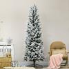 Snowy Christmas Tree 225cm with 988 Branches and Steel Base for Indoor Use with Automatic Opening