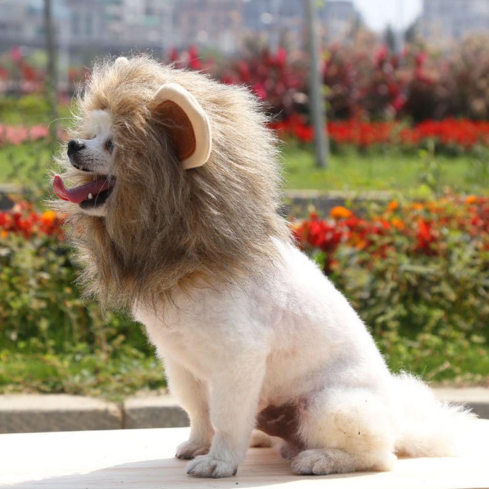 Soft Lion Mane Wig Cap Hat Breathable Cat Wig Hat Creative Pet Lion Hat  Christmas