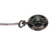 Vintage Pocket Watch Quartz Movement Hollow Out Dial Compass Men Pocket Watch with Chain Black