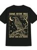 Męska casualowa koszulka z okrągłym dekoltem z nadrukiem graficznym „Crows Before Bros” – Czarny Sh