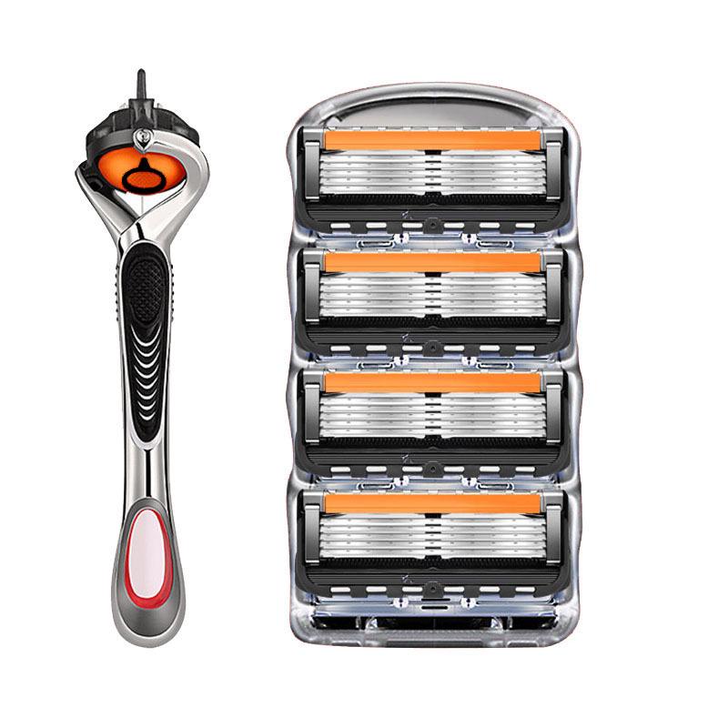 Five-Layer Manual Beard Razor with Replaceable Blades for Men