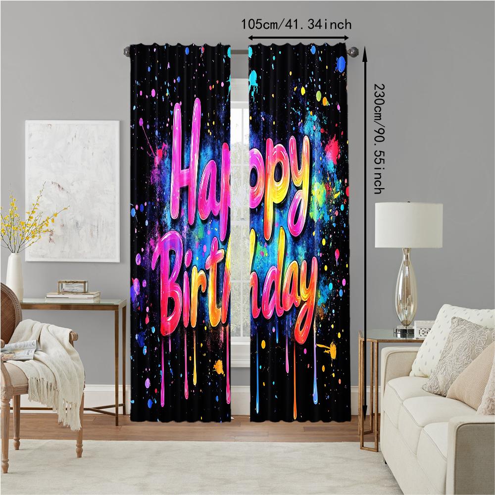 2 Pcs   Versatile Polyester Transparent Curtains for Home Decoration Vibrant Slime Graffiti for Use In Bedrooms and Living Rooms