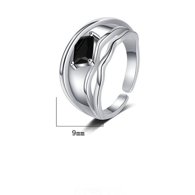 Double Layer Line Ring Women Exaggerated Personality Zirconia Ring 925 Sterling Silver Female Bridal Wedding Finger Accessories