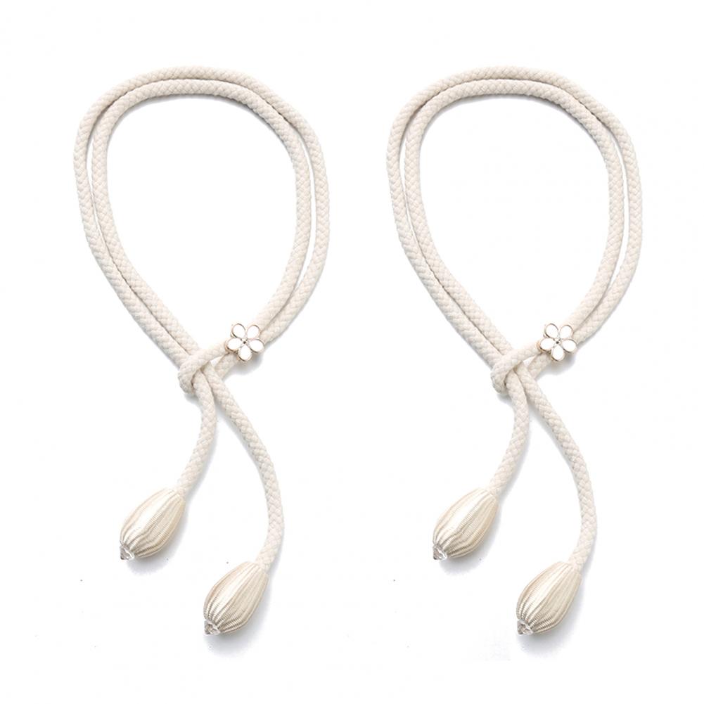 

2Pcs Boho Style Curtain Straps Handmade Natural Cotton Linen Curtain Ties Decorative Curtain Rack Balcony Towel Holder белый