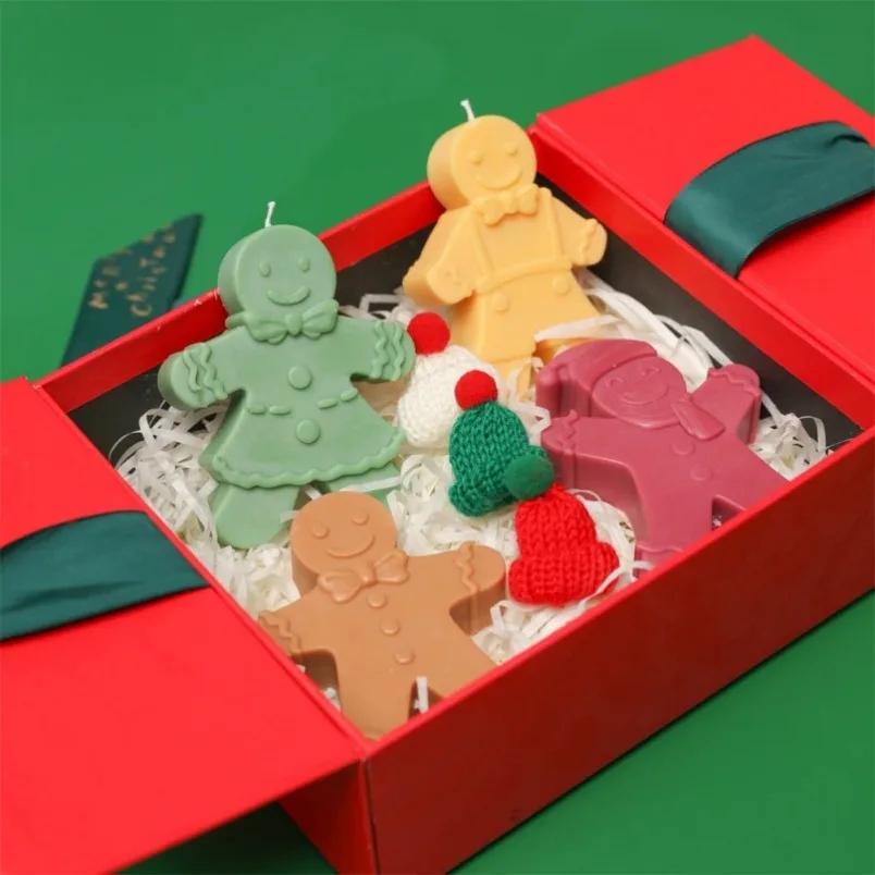 3D Smile Gingerbread Man Silicone Candle Mold DIY Christmas Gift Making Tools Handmade Soap Gypsum Resin Crafts Molds Home Decor