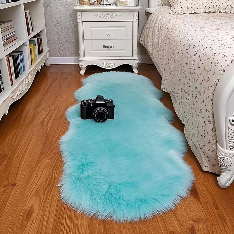 Cross-border Long-Pile Carpets: Irregular Faux Wool Rugs for Living Room, Bay Window, and Bedside