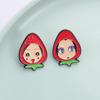 Cute Strawberry Hooded Enamel Badge Cartoon Girl Brooch Sweet Fashion Style Coat Pin Lovely Gifts For Teen Girls