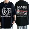 Oversized Retro Radiohead Printed T Shirt Album Graphic Tee Band Music Tour Shirt Men Women Unisex Cotton Casual Streetwear