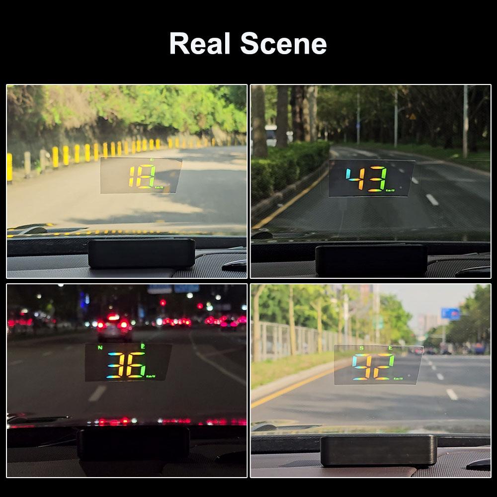 M2S Windshield Projector Car Head-Up Display 5V USB HUD GPS Beidou Dual Data Meter Speed MPH KMH Color Display LCD