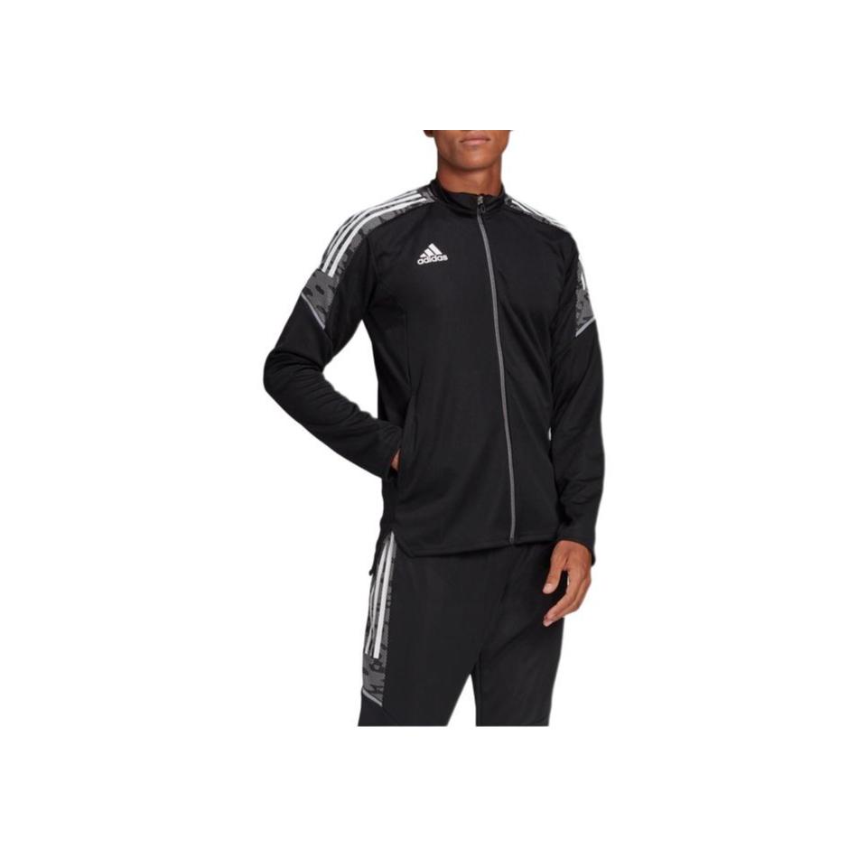 adidas Logo-Aufdruck Reißverschluss Trainingsjacke Herren Oberbekleidung Schwarz GH7129