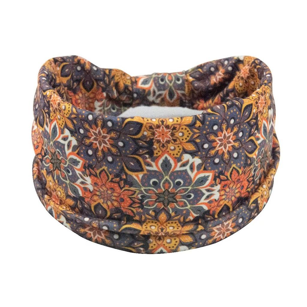 Boho Headband Mandala Flower Hair Band Stretch Sweat-wicking Bandeau for Women with Wide Brim