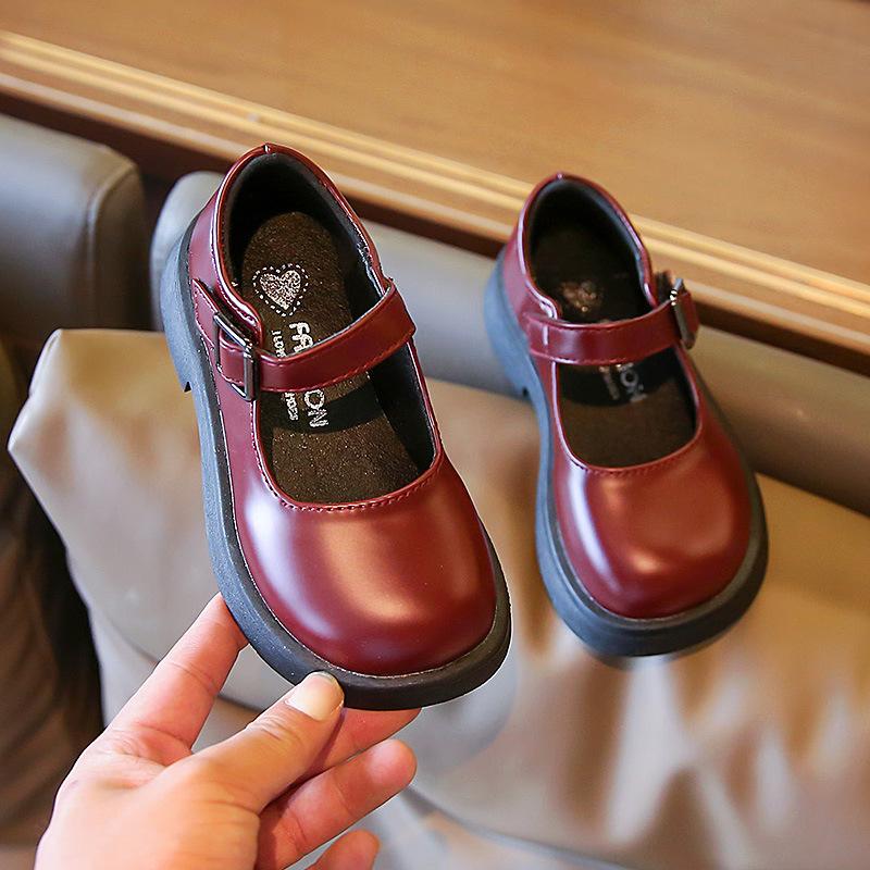 

Девочки маленькие кожаные туфли 2025 весна женские туфли принцессы сокровище детские одинарные туфли Мэри Джейн черные туфли одноклассница маленькой девочки 35 красный