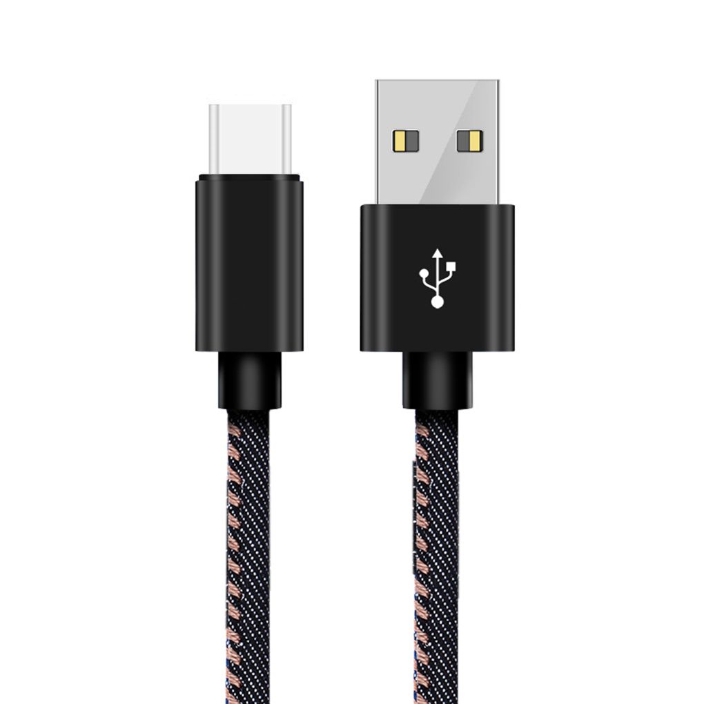 Denim Fast Charge Data Cable USB Power Cord Suitable Fits Android Type-C
