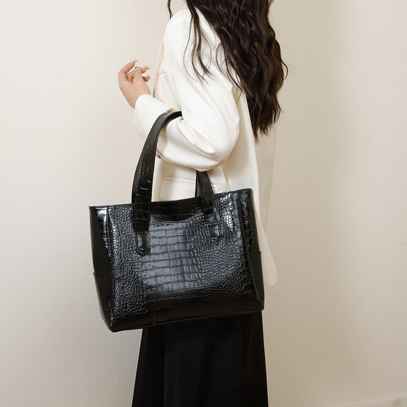 Stylish Women's Tote Bag, Retro Crocodile Pattern Handbag Shoulder Bag, Suitable for Shopping, Dating, Outings, Work Commuting