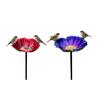Handmade Metal Flower Garden Stake Outdoor Bird Bath Bowl for Bees Butterflies Pollinator Watering Station for Garden Lawn Yard Decor