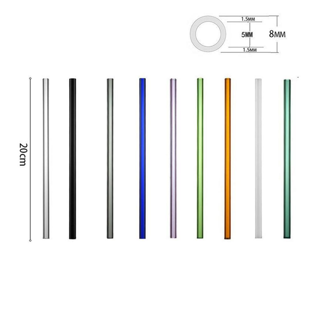 8mm 10mm Bar Tumbler Drinking Straight/ Curve Clear Assorted Colors Reusable Multiuse Home Lving Eco Thick Glass Straw Party  Beads