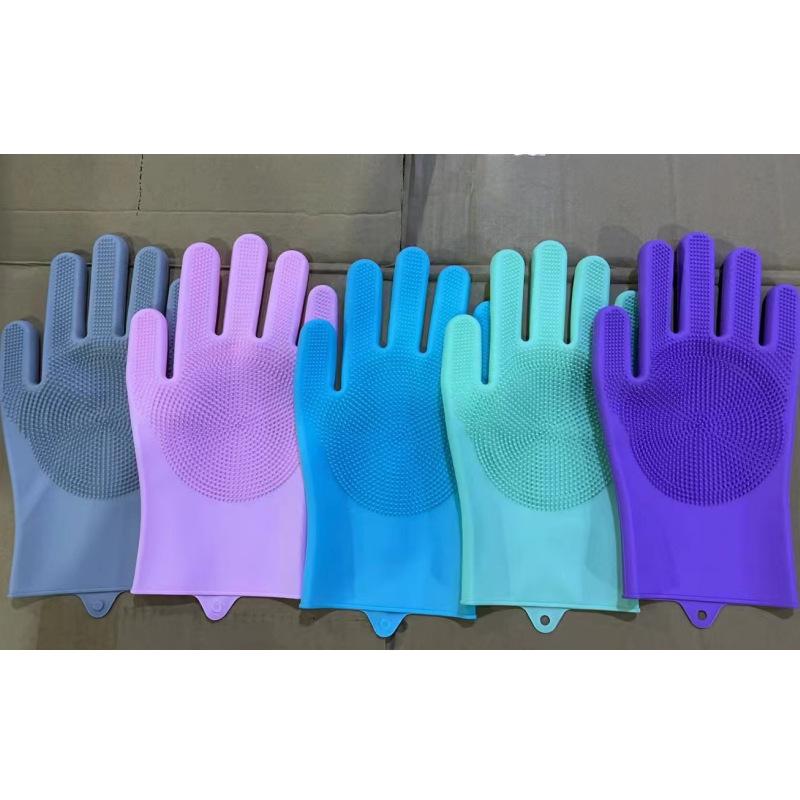

Pet silicone bath gloves bath brush dish washing gloves cleaning beauty massage comb anti-scratch bite dog hair removal gloves синий