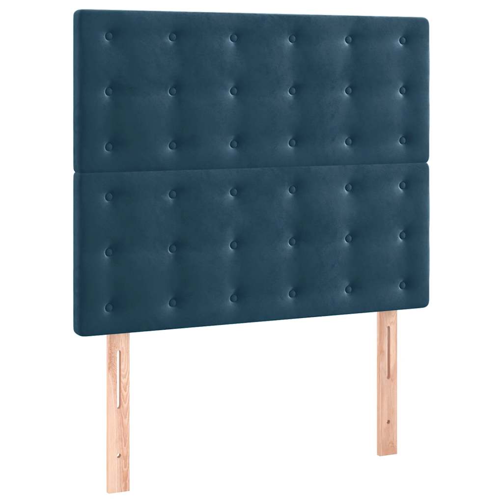 Box Spring Bed with Mattress & LED Dark Blue 120x200 cm Velvet