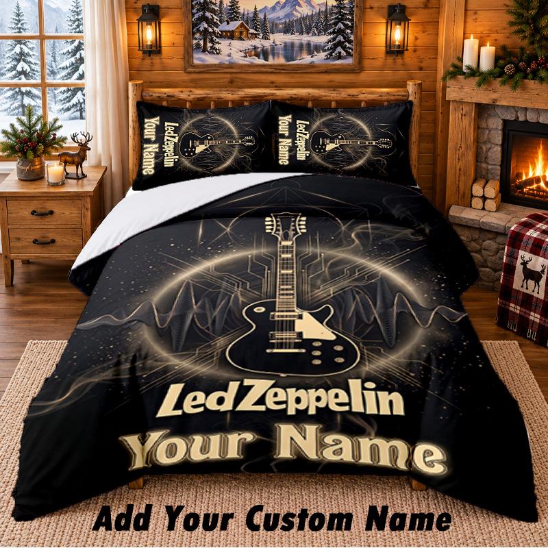Povlečení se vzorem Led Zeppelin 3dílná sada Vlastní jméno, Prostěradlo a Povlaky na polštáře Pro Domácí Ložnici