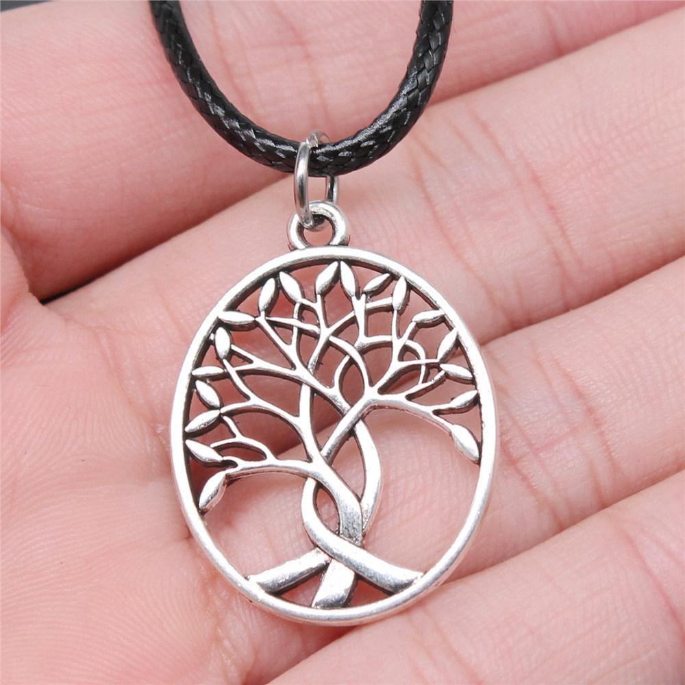 Tree of Life Nature Growth Pendant Antique Bronze Metal Daughter Choker Necklace Trendy Gift