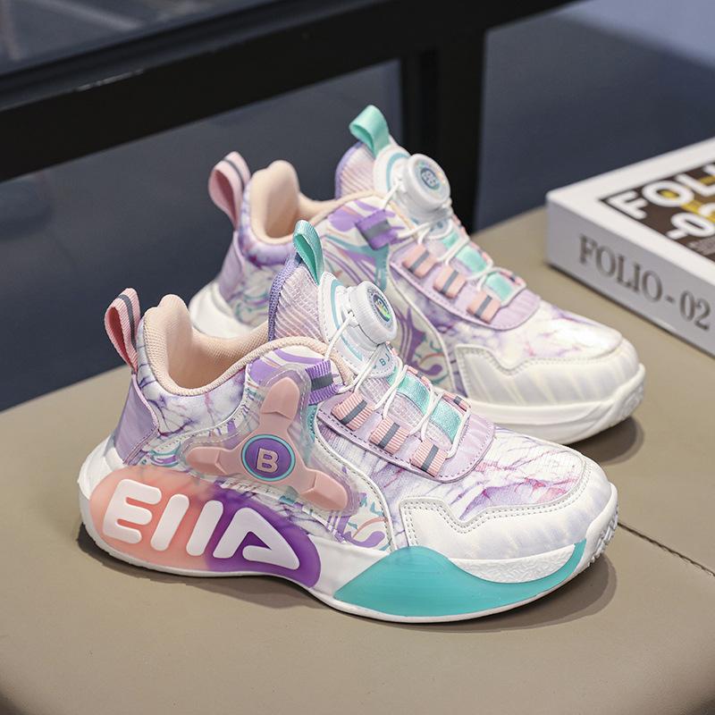 Children's Basketball Shoes Sports Shoes 2025 New Boys' Shoes Leather Surface Breathable Warm Non-slip Shoes Comfortable and Versatile