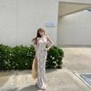 Morning Robe Female Bride Premium Lace Neck Birthday Fishtail Long Dress Light Dress French Suspender Dress