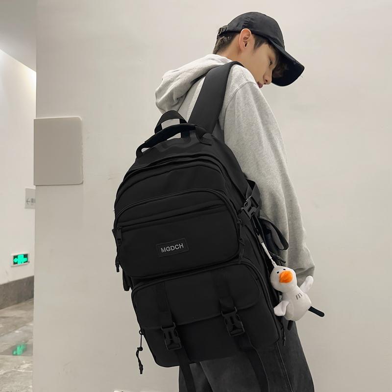 Female Solid Color Schoolbag Male Senior High School Student Backpack