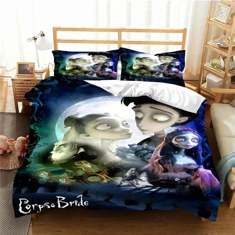 Love Animated Film Corpse Bride Bedding Set Single/Twin King Duvet Cover Home Bedroom Decor Bedspread Pillow Cover