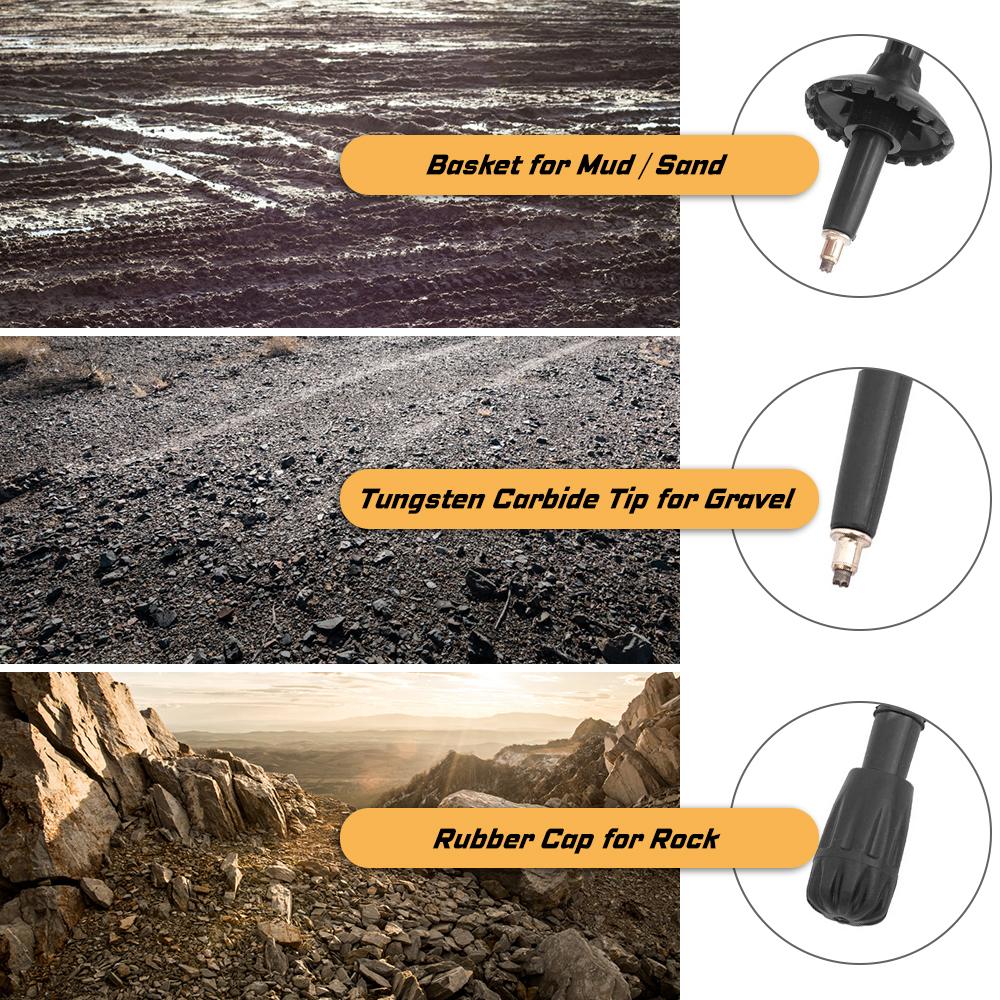 Baston de mers pliabil ușor, pliabil, cu cinci plieri, pentru drumeții, camping, backpacking