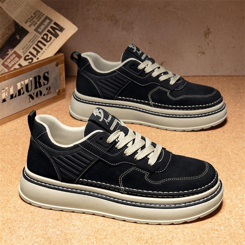 Men's Vulcanized Shoes Trendy Personalized Teenagers Casual Shoes Round Toe Lace-Up Plus Size Platform Shoes Men Shose