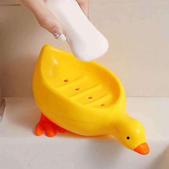 

Duck-Shaped Soap Box Non-Slip Design Self-draining Easy to Clean Universal Soap Holder Bathroom Decoration білий