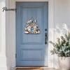 Patio Welcome Plaque Summer Coastal Wooden Wreath, Ocean Sign, Starfish Shell Nautical Hanging Sign Front Door Hanger for Porch, Indoor, Outdoor, Wall