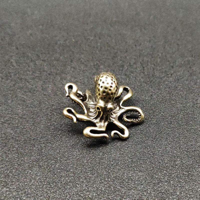 Messing Oktopus Heimdekoration Antik Kupfer Tierfiguren Miniaturen Schreibtisch Ornament Zubehör Kreativer Tisch Tee Haustiere Handwerk