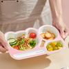 Reusable Dinning Plate Fruit Salad Plate 3 Compartment Cartoon Plastic Food Plate With Soup Bowl For Kid Student Microwave Safe