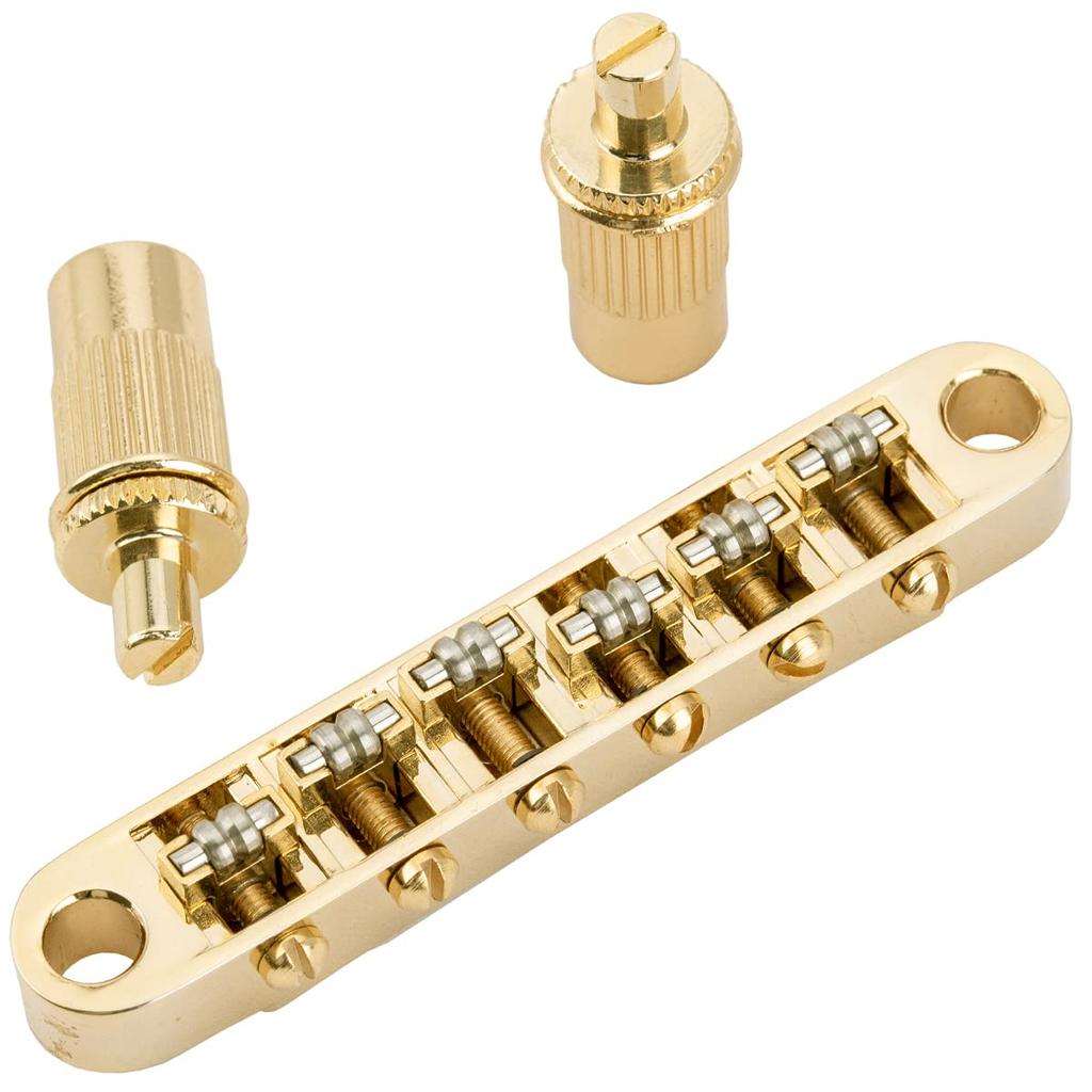 Musiclily Pro Pitch Roller Saddle Bridge for LP Epiphone Les Paul SG Electric Gold 10.4mm Tune-O-Matic Guitar,